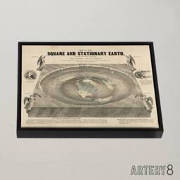 "Artery8 Ferguson Vintage World Map Flat Earth Framed Canvas Wall Art Print in Beige - Size: W12"" x H16""" - thumbnail 2