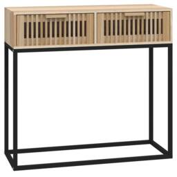 Berkfield Home Console Table 80x30x75 cm Engineered Wood & Iron in Brown - Size: 80 x 30 x 75 cm - thumbnail 2