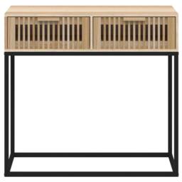 Berkfield Home Console Table 80x30x75 cm Engineered Wood & Iron in Brown - Size: 80 x 30 x 75 cm - thumbnail 4