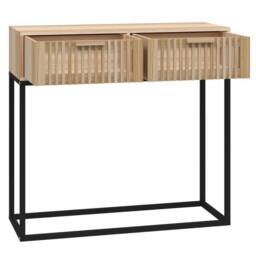 Berkfield Home Console Table 80x30x75 cm Engineered Wood & Iron in Brown - Size: 80 x 30 x 75 cm - thumbnail 5