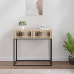 Berkfield Home Console Table 80x30x75 cm Engineered Wood & Iron in Brown - Size: 80 x 30 x 75 cm - thumbnail 1