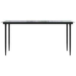 Berkfield Home Garden Dining Table Black 160x80x74cm Steel & Tempered Glass - Size: 160 x 80 x 74 cm - thumbnail 3