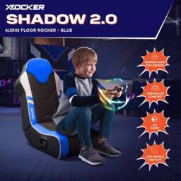 X Rocker Shadow 2.0 Audio Floor Rocker Gaming Chair for Kids in Blue - thumbnail 2