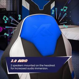 X Rocker Shadow 2.0 Audio Floor Rocker Gaming Chair for Kids in Blue - thumbnail 5