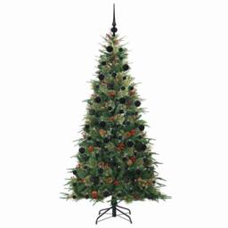 Berkfield Home Artificial Hinged Christmas Tree Green 210 cm PE & PVC - thumbnail 4