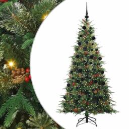 Berkfield Home Artificial Hinged Christmas Tree Green 210 cm PE & PVC - thumbnail 2