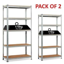 EONLION 2 X 5 Tier Racking Shelf Garage Storage in Silver - Size: 1000mm × 2000mm - thumbnail 1