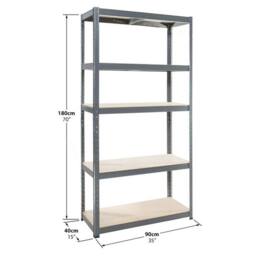 EONLION 2 X 5 Tier Racking Shelf Garage Storage in Silver - Size: 1000mm × 2000mm - thumbnail 5
