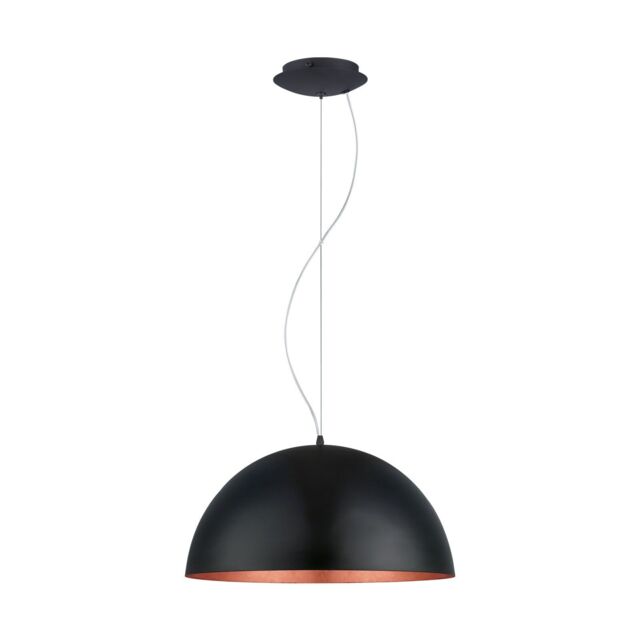 Loops Pendant Ceiling Light Black Outer Colour Copper Inner Colour Bulb E27 1x60W - image 1