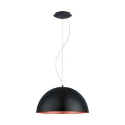 Loops Pendant Ceiling Light Black Outer Colour Copper Inner Colour Bulb E27 1x60W - thumbnail 1