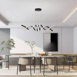 NIVOR Dimmable Spiral Pendant Light with Remote, Adjustable Height Chandelier in Jet Black - thumbnail 7