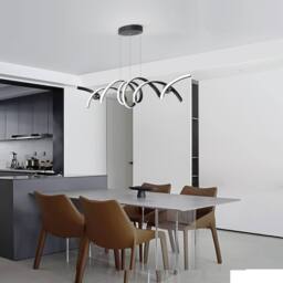 NIVOR Dimmable Spiral Pendant Light with Remote, Adjustable Height Chandelier in Jet Black - thumbnail 5