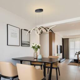 NIVOR Dimmable Spiral Pendant Light with Remote, Adjustable Height Chandelier in Jet Black - thumbnail 4