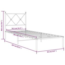 Berkfield Home Metal Bed Frame without Mattress with Headboard Black 80x200cm - Size: 80x200 cm - thumbnail 8
