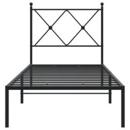 Berkfield Home Metal Bed Frame without Mattress with Headboard Black 80x200cm - Size: 80x200 cm - thumbnail 4