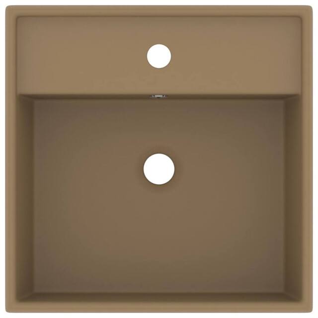 Berkfield Home Luxury Basin Overflow Square Matt Cream 41x41 cm Ceramic in Tan - image 1