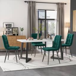 ModernLuxe Dining table for 4 to 6 places - black & white - Size: 120 cm x 70 cm - thumbnail 2