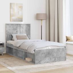 Berkfield Home Bed Frame with Headboard Concerte 90 x 200 cm Solid Pine Wood in Grey - thumbnail 3