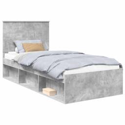 Berkfield Home Bed Frame with Headboard Concerte 90 x 200 cm Solid Pine Wood in Grey - thumbnail 2