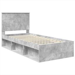 Berkfield Home Bed Frame with Headboard Concerte 90 x 200 cm Solid Pine Wood in Grey - thumbnail 4