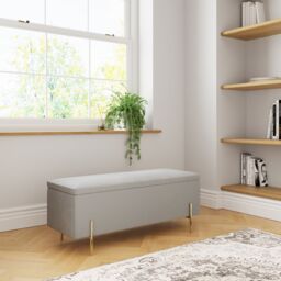 GFW Mystica Velvet Storage Ottoman in Grey
