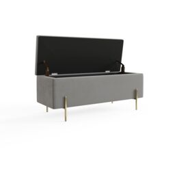 GFW Mystica Velvet Storage Ottoman in Grey - thumbnail 4