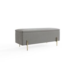 GFW Mystica Velvet Storage Ottoman in Grey - thumbnail 3