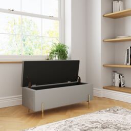 GFW Mystica Velvet Storage Ottoman in Grey - thumbnail 2