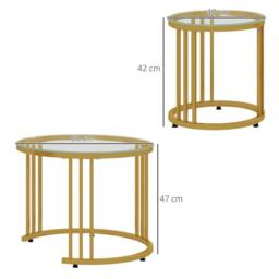 Wyld Haus Livi Gold Metal & Glass Set of 2 Round Nesting Coffee Tables - thumbnail 3