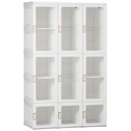 HOMCOM Portable Wardrobe, Clothes Organiser with Hanging Rods, White - thumbnail 2
