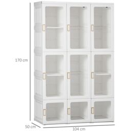 HOMCOM Portable Wardrobe, Clothes Organiser with Hanging Rods, White - thumbnail 3