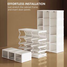 HOMCOM Portable Wardrobe, Clothes Organiser with Hanging Rods, White - thumbnail 5