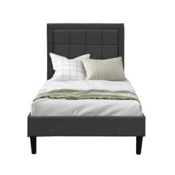 Comfy Living Ltd Fabric Bedframe With Buttoned Headboard in Dark Grey - Size: Single - thumbnail 2