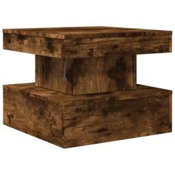 Berkfield Home Modern Coffee Table with LED Lights Smoked Oak 50x50x40 cm in Brown - Size: 50 x 50 x 40 cm - thumbnail 9