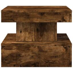 Berkfield Home Modern Coffee Table with LED Lights Smoked Oak 50x50x40 cm in Brown - Size: 50 x 50 x 40 cm - thumbnail 7