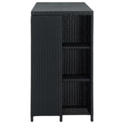 Berkfield Home Bar Table with Storage Rack Black 120x60x110 cm Poly Rattan - Size: 120 x 60 x 110 cm - thumbnail 3