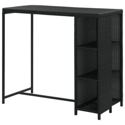 Berkfield Home Bar Table with Storage Rack Black 120x60x110 cm Poly Rattan - Size: 120 x 60 x 110 cm - thumbnail 4