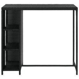 Berkfield Home Bar Table with Storage Rack Black 120x60x110 cm Poly Rattan - Size: 120 x 60 x 110 cm - thumbnail 2