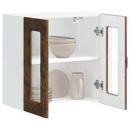 Berkfield Home Kitchen Wall Cabinet with Glass Door Kalmar Smoked Oak Engineered Wood in Brown - thumbnail 5