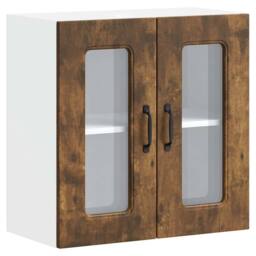 Berkfield Home Kitchen Wall Cabinet with Glass Door Kalmar Smoked Oak Engineered Wood in Brown - thumbnail 3