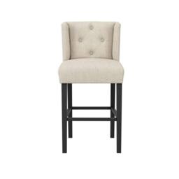 Lemon Pavilion Furniture Shay Winged Indoor Dining Chair without Arms - Linen Blend/Rubber Wood in Beige - thumbnail 2