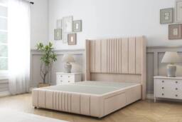 "Comfort Beds Grace Naples Divan Base No Drawers - 54"" Wingback-Footboard in Light Sand - Size: Small Single" - thumbnail 3