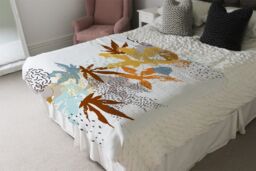 Benjamin Tate Design Japanese Maple Leaves Blanket in Natural - Size: 120 cm x 150 cm - thumbnail 3