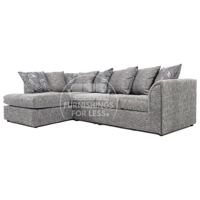 Furnishings For Less UK Byron Dundee Chenille Fabric 5 Seater L Shaped Corner Sofa Grey or Light Grey Left Hand Facing - image 1