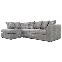 Furnishings For Less UK Byron Dundee Chenille Fabric 5 Seater L Shaped Corner Sofa Grey or Light Grey Left Hand Facing - thumbnail 1