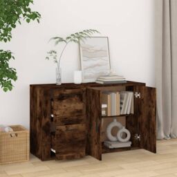 Berkfield Home Sideboard Smoked Oak 100x33x59.5 cm Engineered Wood in Brown - thumbnail 3
