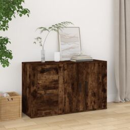 Berkfield Home Sideboard Smoked Oak 100x33x59.5 cm Engineered Wood in Brown - thumbnail 1
