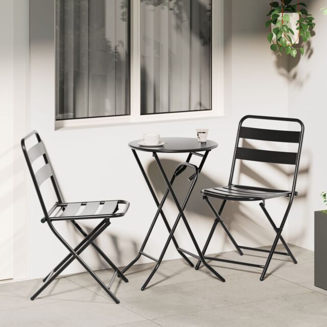 Berkfield Home 3 Piece Folding Bistro Set Anthracite Steel - image 1