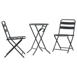 Berkfield Home 3 Piece Folding Bistro Set Anthracite Steel - thumbnail 2