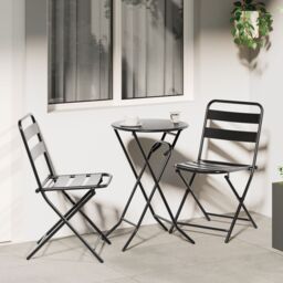 Berkfield Home 3 Piece Folding Bistro Set Anthracite Steel - thumbnail 1